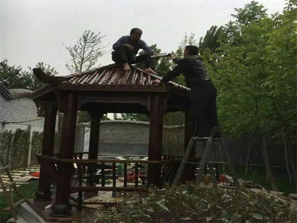 古典碳化木凉亭|北京古建木结构芬兰松南方松板材